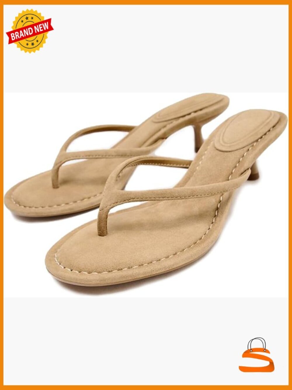 Suede Thong Heeled Sandals Low Kitten Heels Slip On Slides
